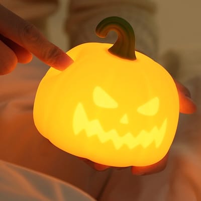 Nachtlampje - Nachtlamp - dimbare bedlamp in 7 kleuren - Nachtlamp met aanraakbediening en timer -Nachtlampje kinderen/volwassenen - Halloween verlichting - Pompoen