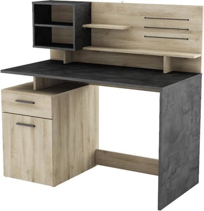 Bureau In Eik En Zwart - Siam-Kronberg - CBA - Bureau - Bruin; Zwart - Melamine; Kunststof; Spaanplaat