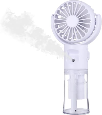 Draagbare handventilator met wateraccu, oplaadbaar, USB-ventilator, batterij, klein, met 4 snelheden, handventilator, zakventilator voor vakantie, kantoor, outdoor, reisaccessoires voor vrouwen (wit)