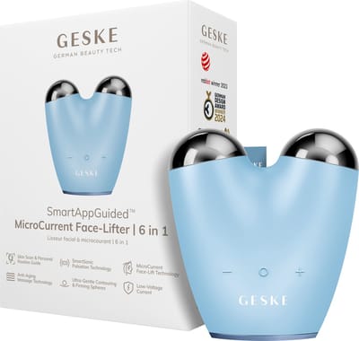 GESKE | SmartAppGuided™ SmartAppGuided™ MicroCurrent Face Lifter | 6 op 1 | Gezichtslifting | Tools voor huidverzorging | Facelift | Anti-aging apparaat | MicroCurrent tegen rimpels