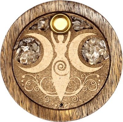 Wierookbrander - rond - brander voor wierookkegel - Crescent Moon - Bergkristal