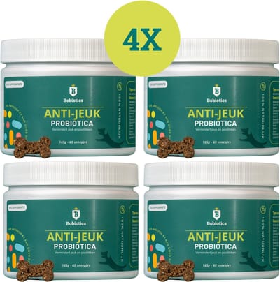 Anti Jeuk & Poten Likken | Probiotica Hond tegen jeuk | 100% Natuurlijk | Sterke Anti Jeuk Werking | Verlicht Jeuk & Pootlikken | FAVV goedgekeurd | Hondensnacks | Hondensupplementen | 240 Hondensnoepjes
