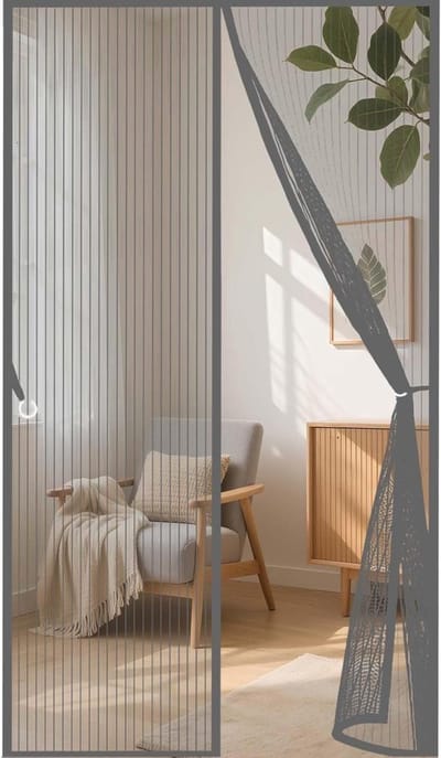 Magnetische Hordeur - Vliegengaas Deur - Insecten Buiten Houden - Automatisch Sluitend - 124x243cm - Grijs