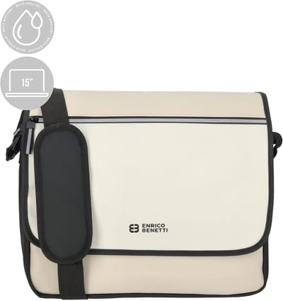 Enrico Benetti Bergen Waterafstotende Schoudertas met 15 inch Laptopvak - Laptoptas - Zwart-Beige