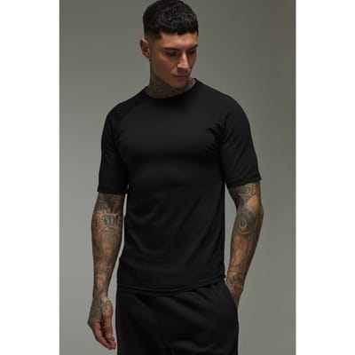 Tall Men's Active Gym Raglan Muscle fit T-shirt | Black | Size Small