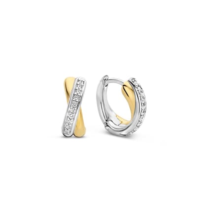 TI SENTO Dames Oorbellen - 925 zilver - Zirkonia met geel verguld - 7667ZY
