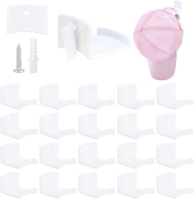 20 Sets Zelfklevende Hoedhaken voor Baseball Caps, Muur Hoed Rack en Organizer voor Kasten en Slaapkamers, Ideaal voor Hoedopslag en Display