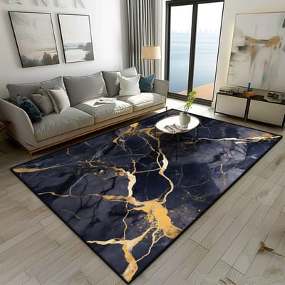 Tapis de salon style marbre moderne Décoration de luxe Chambre à coucher Chevet Tapis moelleux doux Facile à nettoyer Tables de canapé Tapis antidérapant 5.9x8.2ft(180x250cm)