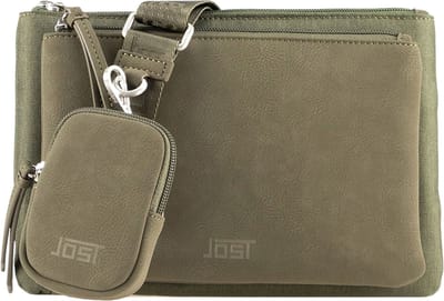 JOST Schoudertas Andoya Crossbody Bag Taupe Donkergroen