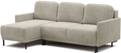 Selsey Hamiel – Hoekbank met slaapfunctie & opbergruimte, Corduroy, Universeel, Lichtbeige