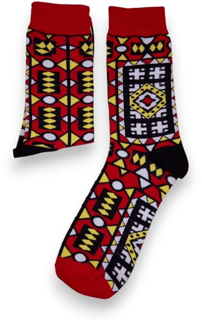 Afrikaanse sokken / Afro sokken / Samakaka sokken - Rood - Afrika print kousen / Happy Colorful Socks / Vrolijke sokken Maat 41-46