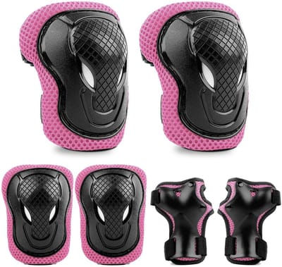 Dailygoods- Knie- en Elleboogbeschermers Set - 6 Stuks - Verstelbare Skatebeschermers - Polsbeschermers - Geschikt voor Kinderen - Duurzaam EVA-Materiaal - Beschermset