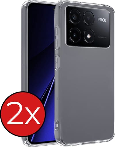 Hoesje - 2 Stuks - Geschikt voor Xiaomi Poco X6 Pro 5G - Sterk & Shockproof - Telefoonhoes - Back Cover - Case Siliconen - Telefoon Hoes - Transparant