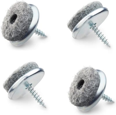 Meubel -/ stoelglijder vilt met schroef 20mm metaal grijs set 4 stuks - stoelpoot - meubelglijder