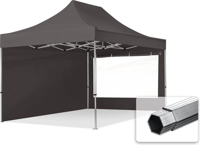 3x4,5 m Easy Up partytent Vouwpaviljoen PROFESSIONAL alu 40mm met zijwanden (panorama), donkergrijs