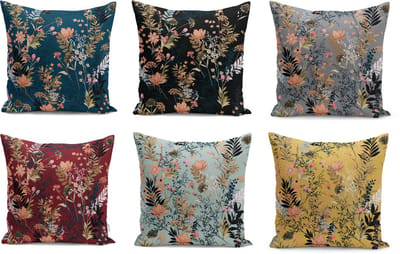 De Groen Home FLORA - Kussenhoes set van 6 stuks - 45x45 cm - Bloemen - Velvet Kussensloop - Aan beide zijdig bedrukt
