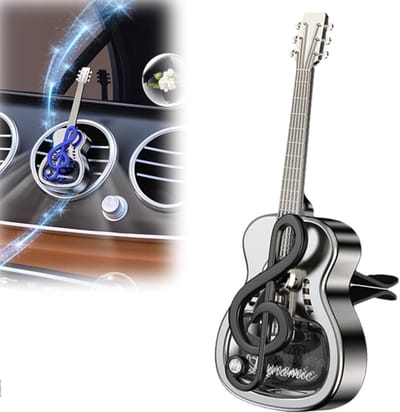 Muzieknootclip voor in de auto - Clip voor in het ventilatierooster - Gitaar in de auto - Geur in de auto - Diffuser - Accessoires voor auto's - Cadeaus voor muziekliefhebbers - Gitaar-autoverfrisser - 5 x 10 cm - Zwart (Bevat geen essentiële oliën)