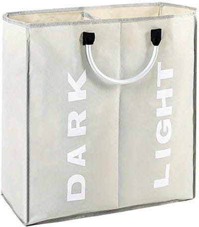 Bovista Wassorteerder - Wasmand 2 Vakken - Laundry Basket - Wassorteerder Op Wieltjes - Bag - Lichtgrijs