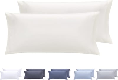 Famanu - Set van 2 kussenslopen, microvezel, extra zacht, hypoallergeen, set van 2-75 x 40 cm, beige