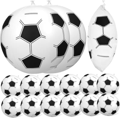 Opblaasbare Voetballen - Strandballen Set - Feestjes en Spel - Waterdicht en Duurzaam - 35 cm doorsnede - Wit