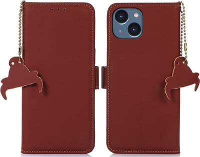 Cityhoesje-iPhone 15 - Leather - Book case - Rood