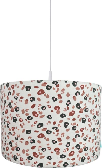 BINK Bedding Hanglamp/Lampenkap Leopard 30 cm inclusief pendel en fittingverloopring - lampenkap met dessin - leopardprint - luipaard - panter - kinderkamer - decoratie - beige - naturel - wilde dieren