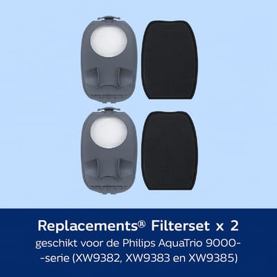 Replacements® set met 2 x 2 filters geschikt voor de Philips Aquatrio 9000 series (XW9382, XW9383 en XW9385)