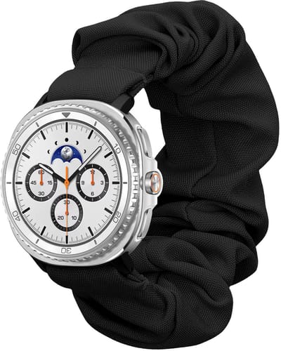 kwmobile elastisch bandje voor smartwatch - Compatibel met Samsung Galaxy Watch 8 / Galaxy Watch 8 Classic 46mm - Horlogebandje van katoen - In zwart