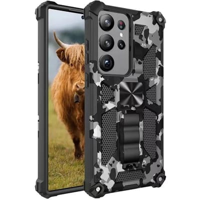 Militaire Camouflage Schokbestendige Armor Case Voor Samsung Galaxy S23 S24 FE S21 S25 ULTRA A56 A36 A26 A16 A06 Verborgen Standaard Telefoonhoes For Samsung S24Ultra