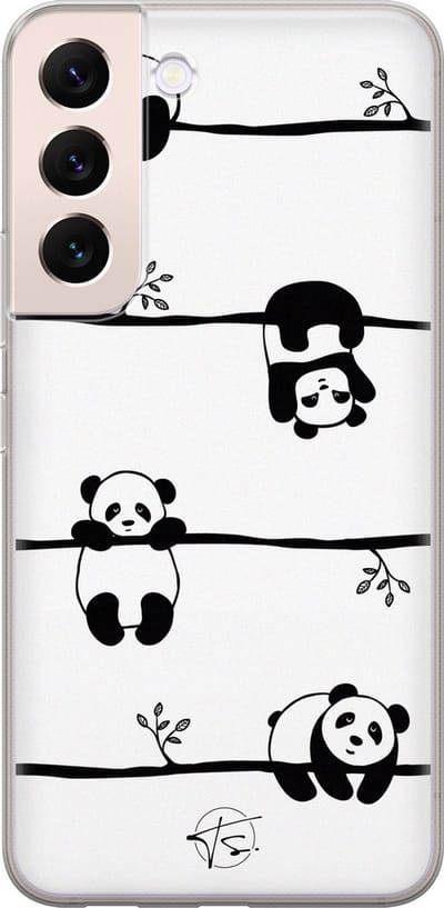 Hoesje geschikt voor Samsung Galaxy S22+ - Panda - Soft Case - TPU - Print - Zwart, Wit - Mooie Telefoonhoesjes