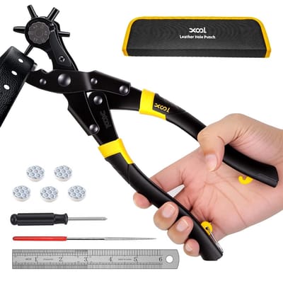 Revolver Gatentang - Perforeertang Leer - Gaten Maken - Ronde & Ovale Maten - Diverse Maten - Zwart