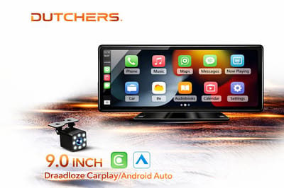Dutchers® 9 inch CarPlay & Android Auto Scherm - Universeel voor auto, bus en vrachtwagen - Beeldscherm Geschikt voor Iphone & Android Telefoons – Draadloos inbouwscherm - Autoscherm – Met Achteruitrijcamera – HD Display – Plug & Play