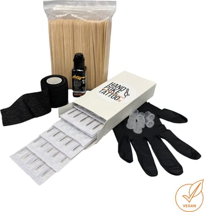 Handpoke Set Basis - Mini Stick & Poke Tattoo Kit #1 | Premium Professionele Tattoo Inkt | Reach & Vegan | Stick en Poke | Handpoke Tatoeage Inkt | Tattoo set | PMU | Permanente Make-up | Geschikt voor Machine Cartridges & Needles | Liner |