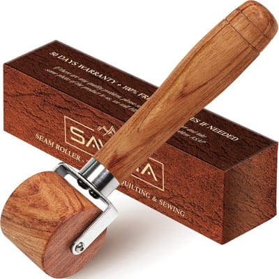 Quiltnaadrol - Persrol Naaien - Stoffen Drukken - Ergonomisch Handvat - 17.5 cm Lengte - Houtkleur