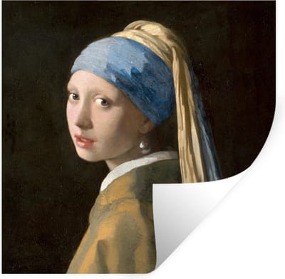 Muurstickers - Sticker Folie - Meisje met de parel - Schilderij - Oude meesters - Vermeer - 100x100 cm - Plakfolie - Muurstickers Kinderkamer - Zelfklevend Behang XXL - Zelfklevend behangpapier - Stickerfolie