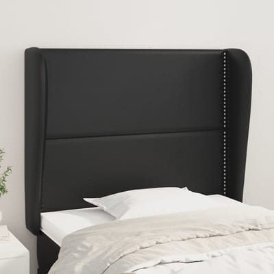 vidaXL - Hoofdbord - met - randen - 93x23x118/128 - cm - kunstleer - zwart