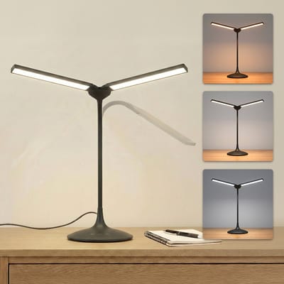 SBR Glow Bureaulamp - Tafellamp - Daglichtlamp - 2 led lampen - Dimbare led verlichting - 3 lichtkleuren - Zwart