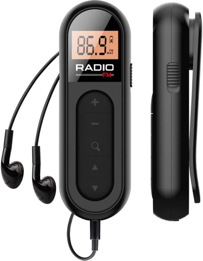 Radio - FM Radio - Draagbare Oplaadbare Zakradio met LCD Display en Belt Clip - Voor Joggen en Wandelen - Zwart