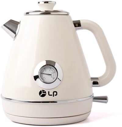 ECTEATOY® Retro roestvrijstalen waterkoker - 1500W snel opwarmen, 1,7 liter - Met grote thermometer + LED-indicator, automatische uitschakeling om droogkoken te voorkomen - Wit