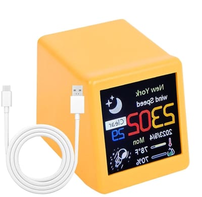 Weerklok - Weerstation Klok - Realtime Weerupdates - Wifi Weerstation - 3.5x4.8x4 cm - Geel