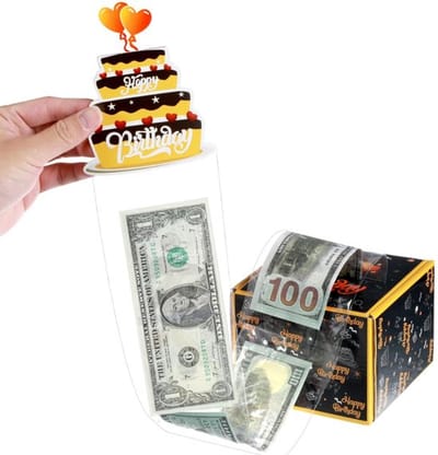 Verjaardagsspaarpot voor contant geld, cadeauverpakking, verrassingsgeldrol geschenkdoos met uittrekkaart en geldhouder, een leuke manier om contant geld te cadeau te geven aan ouders, geliefden,