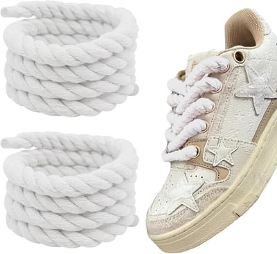 Dikke Witte Ronde Veters van 150 cm, Geschikt voor Sportschoenen, Hardloopschoenen en Trainers, Gemaakt van Katoen