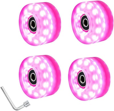 Rolschaats Wielen - Skate Onderdelen - Buiten Skaten - Met Ingebouwde Lichten - 58mm X 32mm - Roze