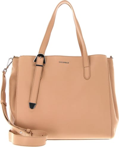 COCCINELLE Leren Schoudertas Coccinelle Gleen Handbag Grained Leather Toasted Beige