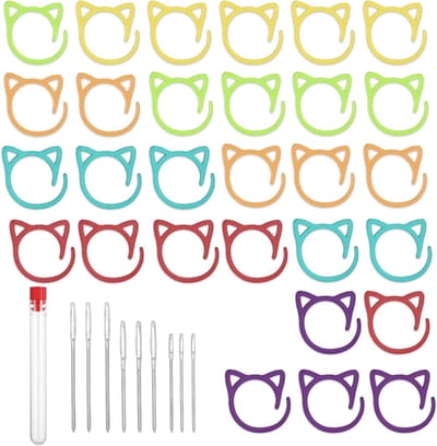 30 Stuks Haaknaalden en Mesh Markers in 6 Kleuren met 9 Naalden en Opbergdoos voor Breien en Haken, Ideaal voor Creatieve Projecten en Accessoires