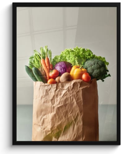 Poster in lijst - Fotolijst 50x70 cm - Posters - Papieren - Boodschappen - Groente - Kleurrijk - Posterlijst zwart - Decoratie - Wanddecoratie woonkamer - Muurdecoratie slaapkamer