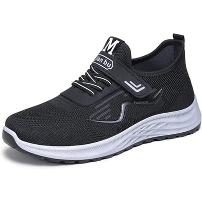 Sportschoenen heren lente nieuw enkel schoen klittenband papa schoenen casual ademend hardloopschoenen sneakers heren 39-44 41 black