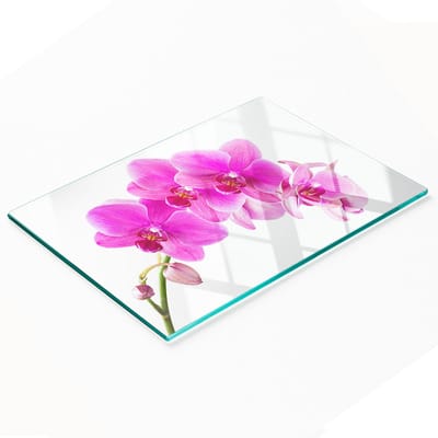 Decoratieve glazen snijplank voor in de keuken, roze orchidee, 80x52 cm