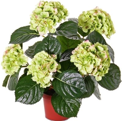 Topart kunstplant met bloemen - Hortensia - roze - H36 cm - Dia 10 cm - Bloemetjes - Hydrangea