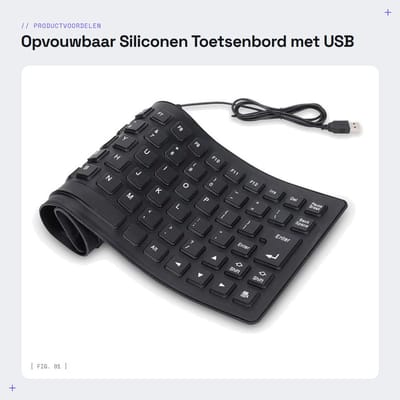 Dailygoods - Opvouwbaar Siliconen Toetsenbord met USB Aansluiting